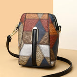 Fashion Soft Leather Stitching Crossbody Shoulder Phone Bag