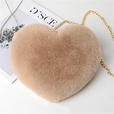 Heart Shape - Love Crossbody Bags For Women Plush Chain Shoulder Bags Valentine's Day Party Bag