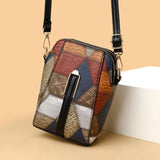 Fashion Soft Leather Stitching Crossbody Shoulder Phone Bag