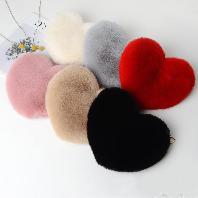 Heart Shape - Love Crossbody Bags For Women Plush Chain Shoulder Bags Valentine's Day Party Bag