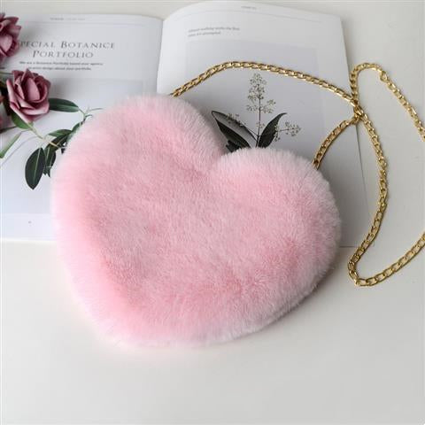 Heart Shape - Love Crossbody Bags For Women Plush Chain Shoulder Bags Valentine's Day Party Bag