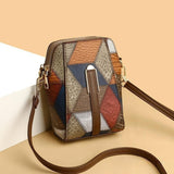 Fashion Soft Leather Stitching Crossbody Shoulder Phone Bag