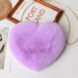 Heart Shape - Love Crossbody Bags For Women Plush Chain Shoulder Bags Valentine's Day Party Bag