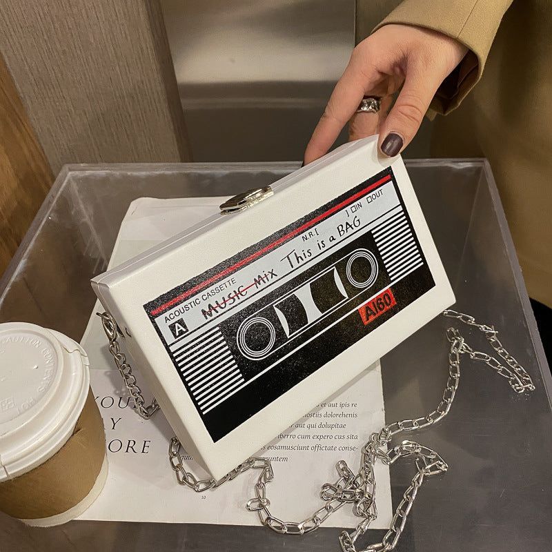 Tape Chain Crossbody Box Bag