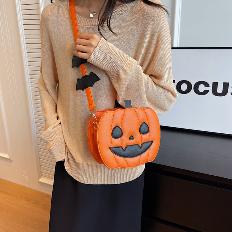Halloween Funny Pumpkin Bat - Cartoon Shoulder Crossbody Bag