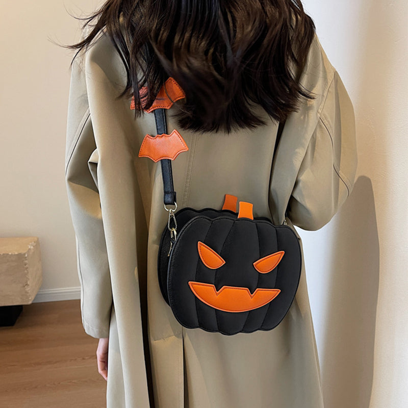 Halloween Funny Pumpkin Bat - Cartoon Shoulder Crossbody Bag
